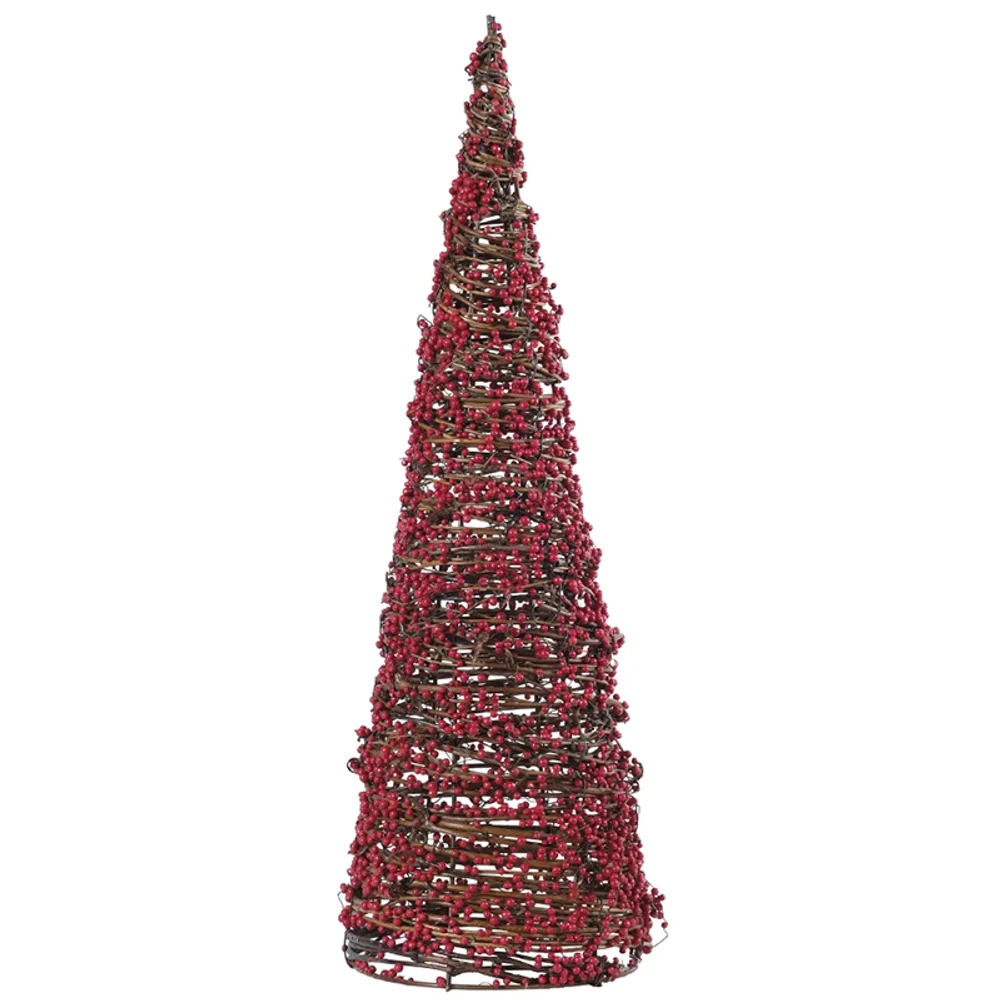 Árvore de Natal cone com fibras naturais e mini berry 40 cm