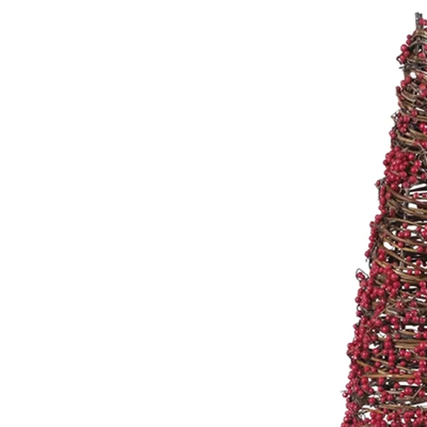 Árvore de Natal cone com fibras naturais e mini berry 40 cm