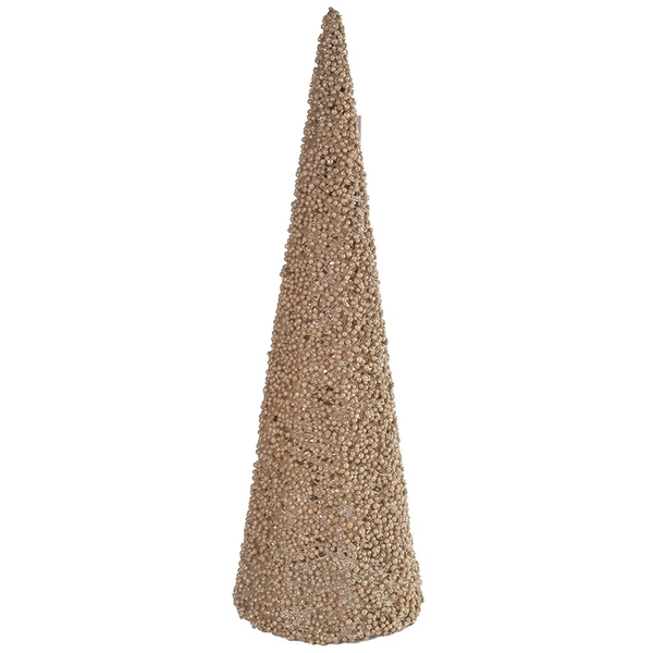 Árvore de Natal cone flocado champanhe dourado 60 cm