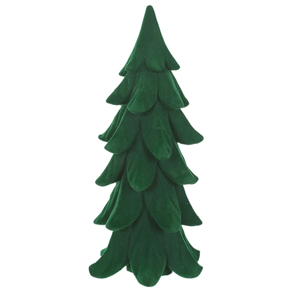 Árvore de Natal de resina em veludo verde 28,5x12,5