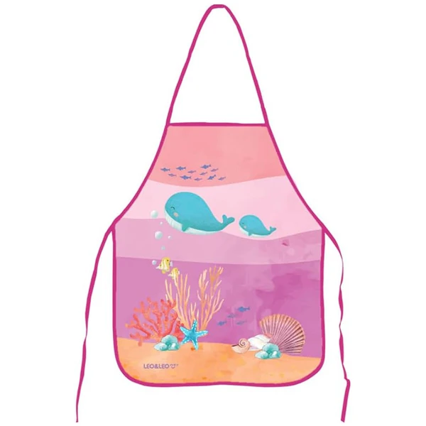 Avental escolar infantil com bolso Fundo do Mar Leo&amp;Leo