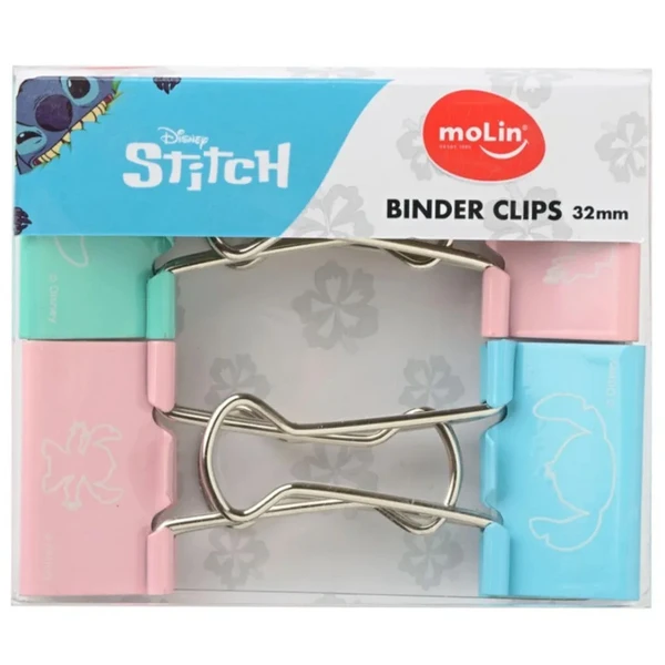 BINDER Clips prendedor para papel Stitch Molin 32 mm 4 peças