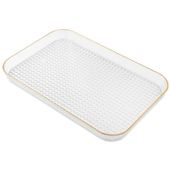Bandeja cristalina com fio de ouro 30x20x2,5