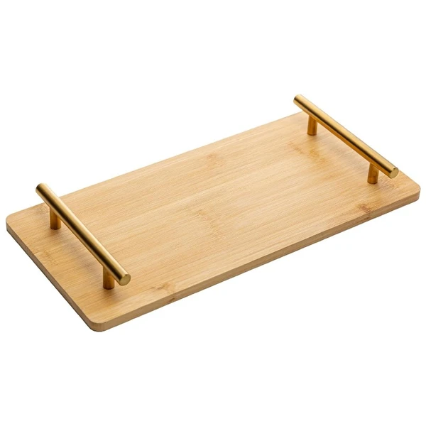 Bandeja de bambu com alça dourada Seattle Wolff 36x17
