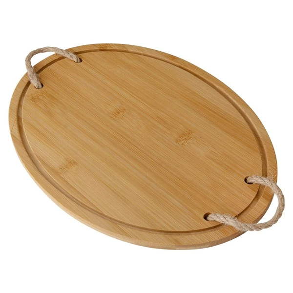 Bandeja de bambu com alças de cordão