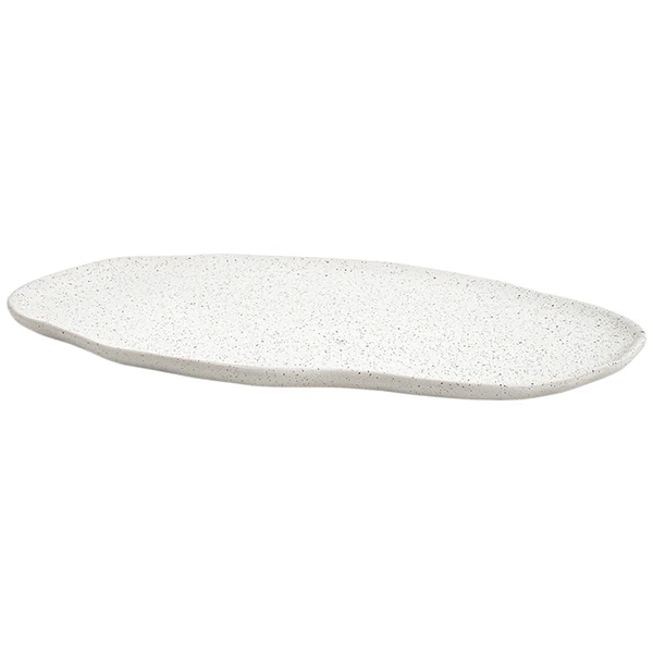 Bandeja orgânica em cerâmica branca texturizada Mart 35,5x24