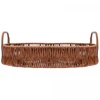 Bandeja redonda de plástico trançado com alça Rattan Lyor 26,5x26,5x10