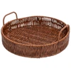 Bandeja redonda de plástico trançado com alça Rattan Lyor 26,5x26,5x10