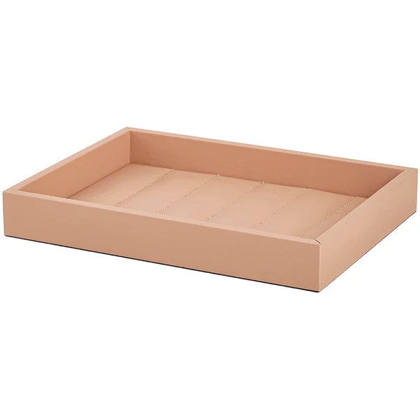 Bandeja retangular de MDF com revestimento em PU nude Mart 29x21,5