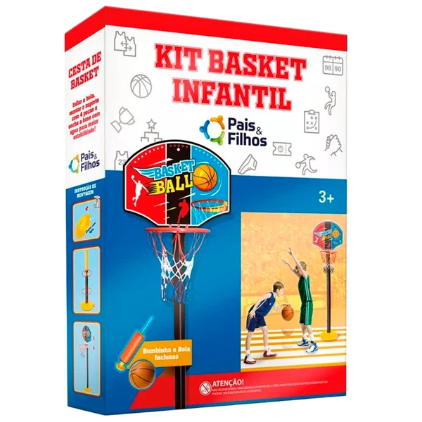Basquete infantil com tabela, bola e bomba de ar 1,15 metros