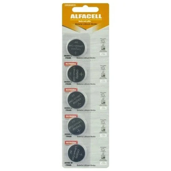 Bateria Lithium Botão CR2032 5 unidades