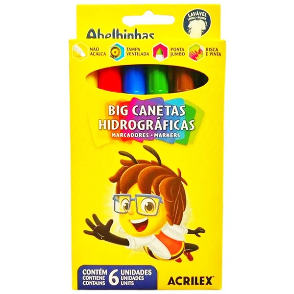 Big Canetas Hidrográficas Acrilex 6 unidades