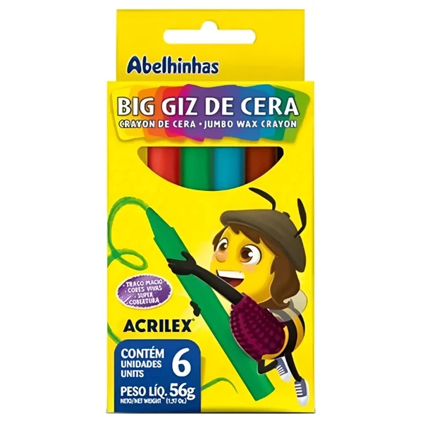 Big giz de cera Acrilex 6 cores