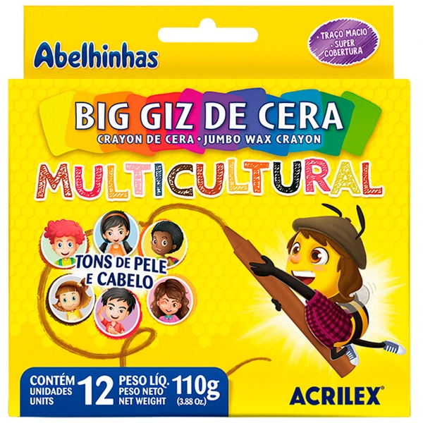 Big giz de cera Multicultural Acrilex 12 cores