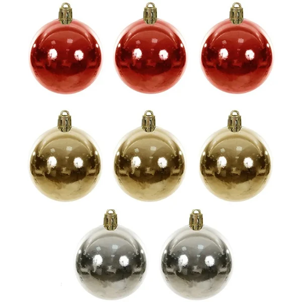 Bola de Natal colorida mista metalizada 3 cm 8 unidades