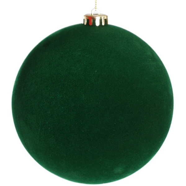 Bola de Natal gigante de veludo verde escuro 15 cm