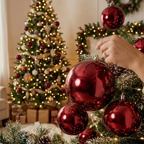 Bola de Natal gigante vermelha metalizada Grillo 20 cm
