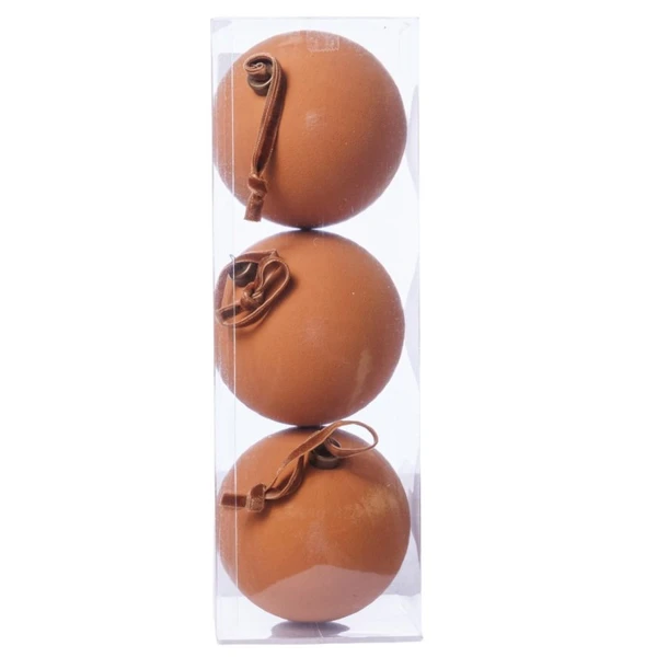 Bola de Natal marrom terracota 10 cm 3 unidades