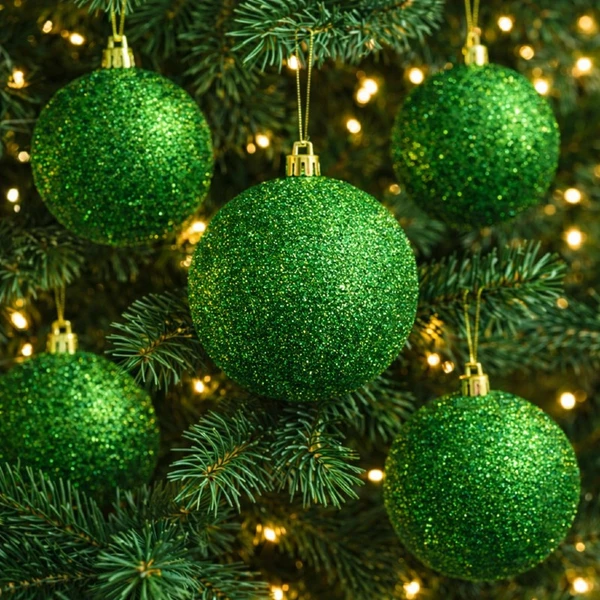 Bola de Natal verde e dourado com glitter 10 cm 2 unidades