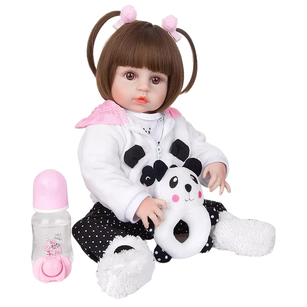 Boneca Bebê Reborn com pijama de Panda Brastoy