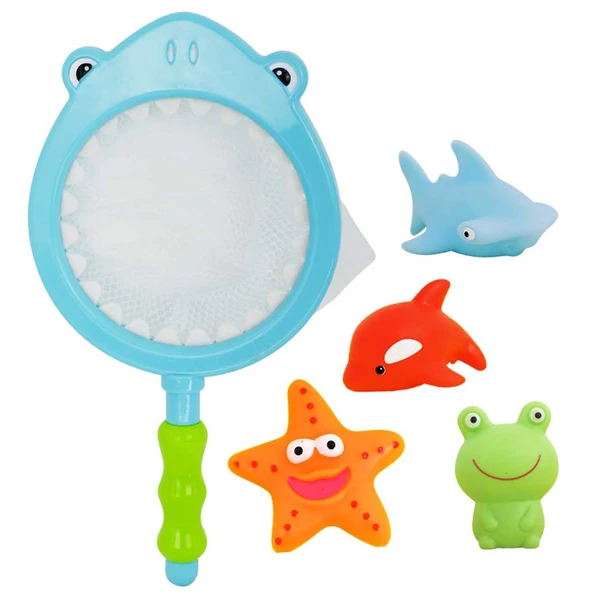 Brinquedo de banho com rede de captura e bichinhos diversos