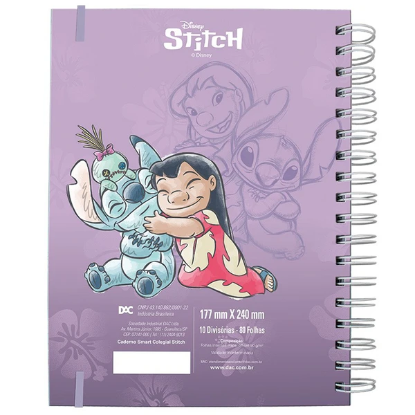 CADERNO SMART COLEGIAL STITCH DAC 10 DIVISÓRIAS 80 FOLHAS