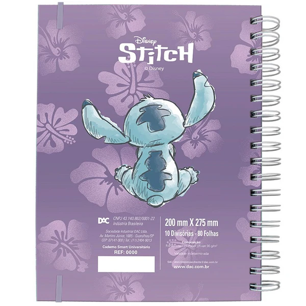 CADERNO SMART UNIVERSITÁRIO STITCH DAC 10 DIVISÓRIAS 80 FOLHAS