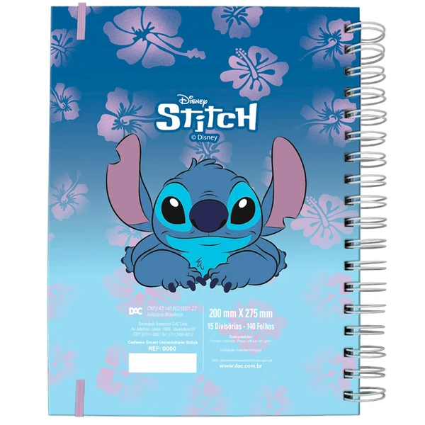 CADERNO SMART UNIVERSITARIO STITCH DAC 15 DIVISÓRIAS 140 FOLHAS