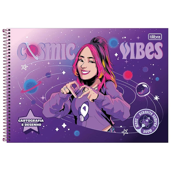 Caderno espiral de cartografia e desenho Emilly Vick 80 folhas - capas sortidas