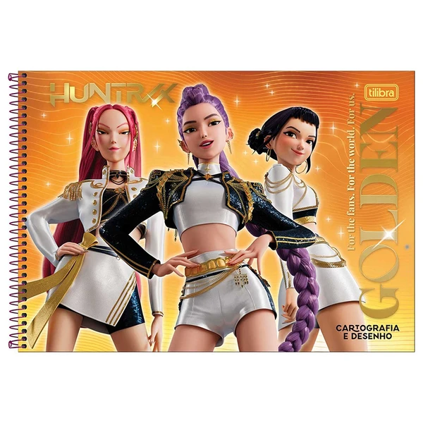 Caderno espiral de cartografia e desenho Guerreiras do K-Pop 80 folhas - capas sortidas