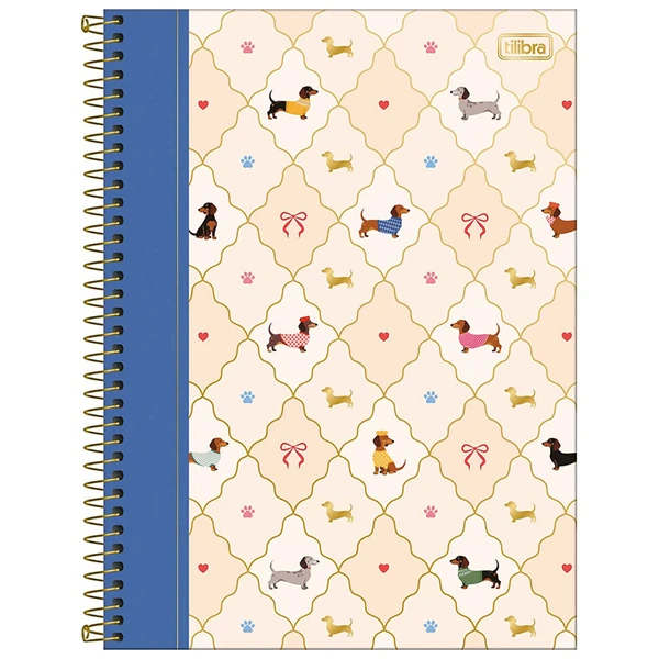 Caderno espiral universitário Brownie The Dog Tilibra 15 matérias 240 folhas - capas sortidas