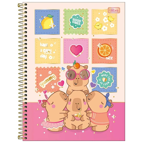 Caderno espiral universitário Capyclub Tilibra 1 matéria 80 folhas - capas sortidas