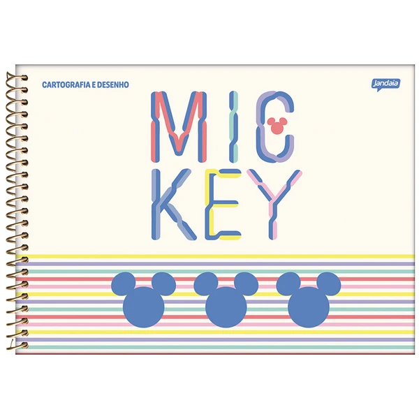 Caderno espiral universitário Cartografia e Desenho Mickey Mouse Disney Jandaia 80 folhas