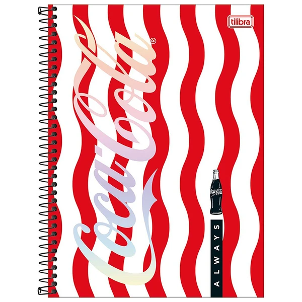 Caderno espiral universitário Coca-Cola Tilibra 10 matérias 160 folhas 20x27,5