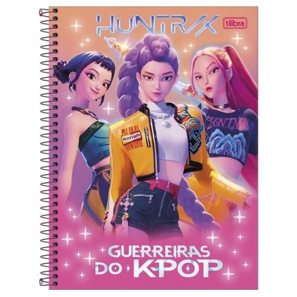 Caderno espiral universitário Guerreiras do K-pop Tilibra 10 matérias 160 folhas - capas sortidas
