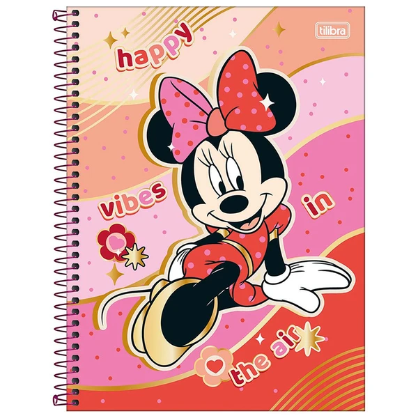 Caderno espiral universitário Minnie Mouse Disney Tilibra 10 matérias 160 folhas 20x27,5