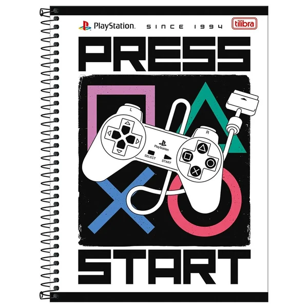 Caderno espiral universitário PlayStation Tilibra 10 matérias 160 folhas 20x27,5