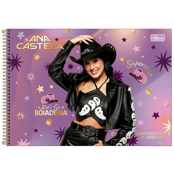 Caderno espiral universitário de cartografia e desenho Ana Castela Tilibra 80 folhas 27,5x20