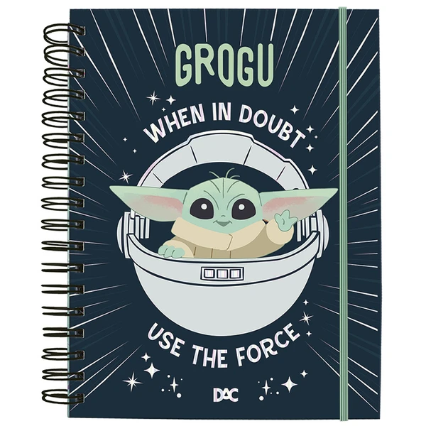 Caderno inteligente espiral Smart Colegial Grogu The Mandalorian DAC 80 folhas 17,7x24