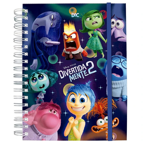 Caderno inteligente espiral Smart Universitário Divertidamente 2 Disney DAC 80 folhas 20x27,5