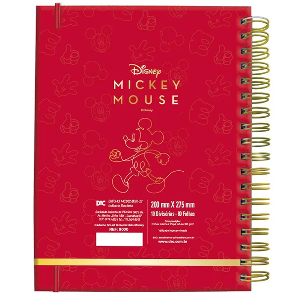 Caderno inteligente espiral Smart Universitário Mickey Mouse DAC 80 folhas 20x27,5