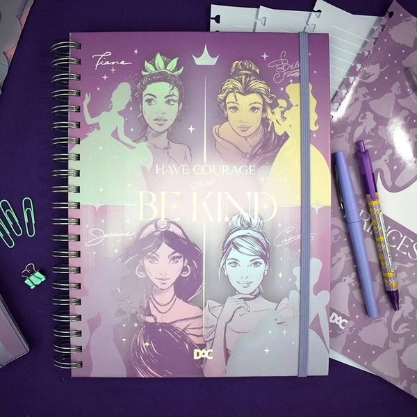 Caderno inteligente espiral Smart Universitário Princesas Disney DAC 80 folhas 20x27,5