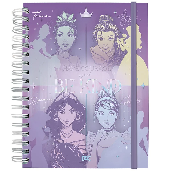 Caderno inteligente espiral Smart Universitário Princesas Disney DAC 80 folhas 20x27,5