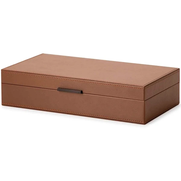 Caixa decorativa com revestimento em PU marrom Mart 26x16x7