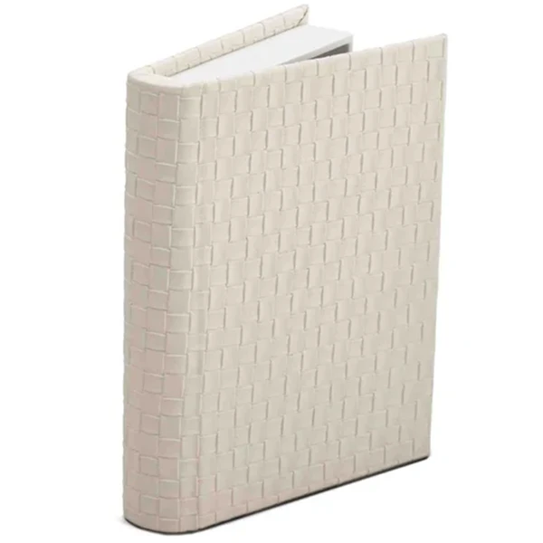 Caixa livro decorativa com revestimento em PU creme Mart 15x20