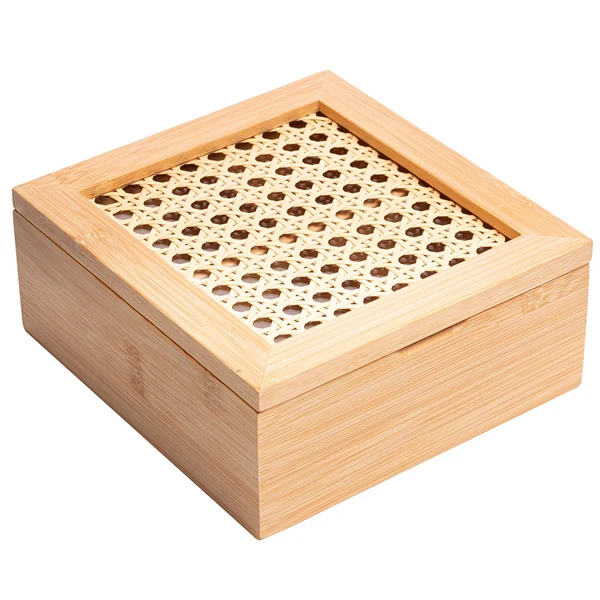 Caixa organizadora de bambu Treliça Wolff 17x16x7,5