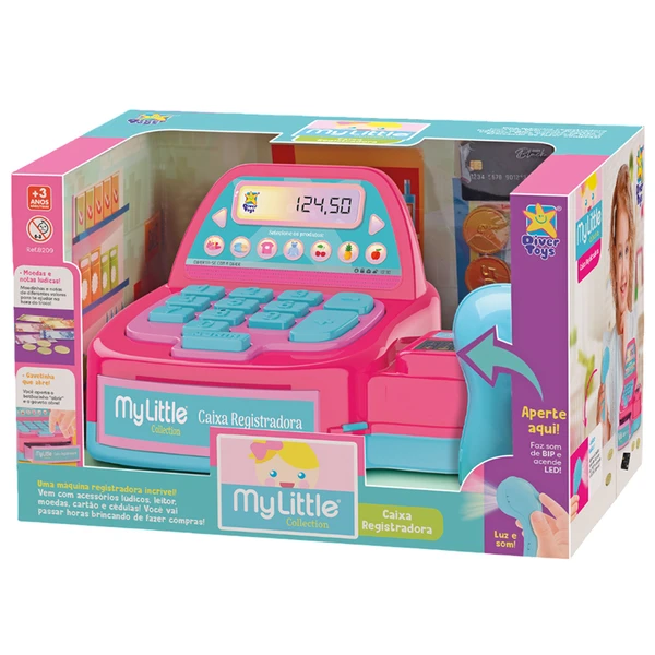 Caixa registradora com LED e som de bip no leitor My Little