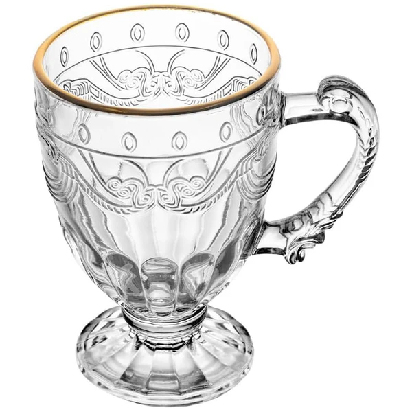 Caneca de vidro com fio de ouro para chá, cappuccino e chocolate quente Imperial Lyor 190 ml