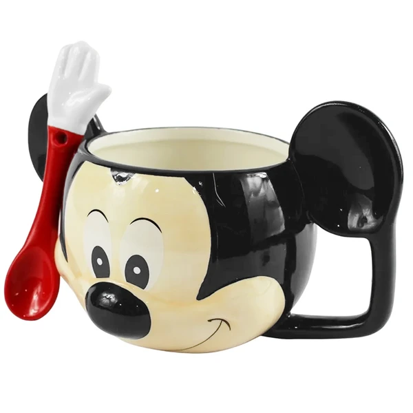 Caneca decorativa de porcelana com colher Mickey Mouse Disney Taimes