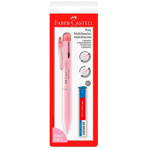 Caneta e Lapiseira 0,7mm Faber-Castell Multifunções 3 em 1